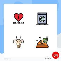 Set of 4 Modern UI Icons Symbols Signs for love animals devices equipment indian Editable Vector Design Elements