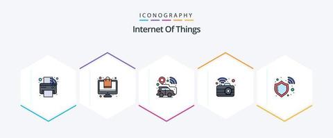 Internet Of Things 25 FilledLine icon pack including signal. dslr. bag. communication. vehicle vector