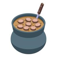 Brazilian sausage soup icon isometric vector. Bahia food vector