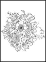 Doodles Flowers Coloring Pages vector