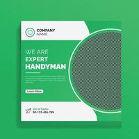 Creative and colorful Handyman services social media banner design Template vector