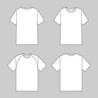 Set of Outlined White Tshirt Mock Up vector