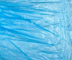 texture of crumpled blue polyethylene, full frame photo