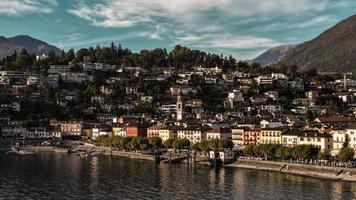 Ascona , Ticino , Swizerland , 2022 Sunny day of October view from the drone photo