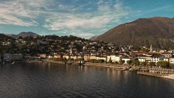 Ascona , Ticino , Swizerland , 2022 Sunny day of October view from the drone photo