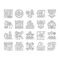 Ico Initial Coin Offer Collection Icons Set Vector