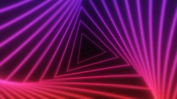 Abstract glowing neon triangles swirling blue and red lines energy futuristic high tech background. Video 4k