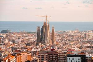 Beautiful aerial view of the Barcelona city with a Sagrada Familia photo