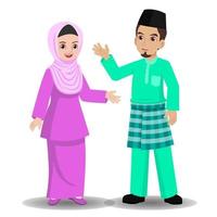 Malay couple in traditional costume vector