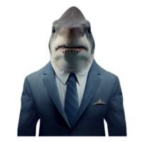 Portrait of a shark dressed in a formal business suit png