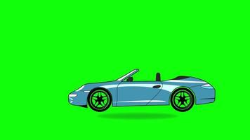 Car Moving on Rough Road on Green Screen. Cartoon car animation. video