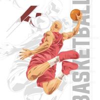 personaje de ilustración de jugador de baloncesto en estilo abstracto vector