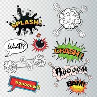 Comic speech bubbles sound effects, cloud explosion vector