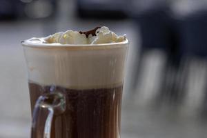 Close-up at cup of Hot Irish coffee photo