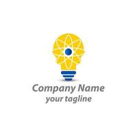 light bulb logo with a line as a connection or connected sign vector