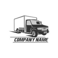 delivery truck van with courier isolated on white background. Vector illustration.