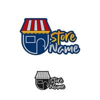 E-commerce logo template. Tablet store and shopping bag vector design. Digital market illustration