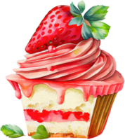 aquarelle de gâteau aux fraises png