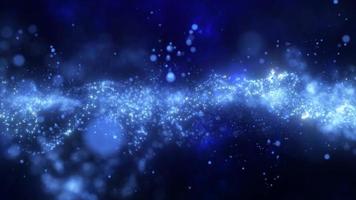 abstrait bleu embrasé en volant vagues de énergie particules futuriste haute technologie Contexte. vidéo 4k video