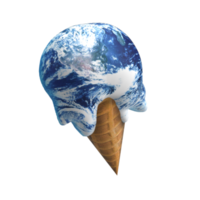 ice cream earth melting png image 3d rendering