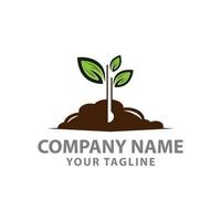 Growing Plant abstract Logo design vector template. Negative space Sprout Logotype concept icon.