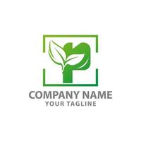 Eco green P logotype for company. Colorful eco clean multi layered logotype design. Leaf symbol in original style. Best for branding and identity for ecological companies vector