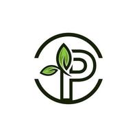 Eco green P logotype for company. Colorful eco clean multi layered logotype design. Leaf symbol in original style. Best for branding and identity for ecological companies vector