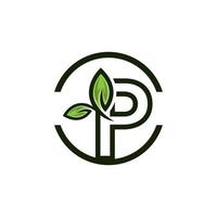 logotipo eco green p para empresa. colorido diseño de logotipo ecológico limpio de varias capas. símbolo de hoja en estilo original. lo mejor para la marca y la identidad de las empresas ecológicas vector