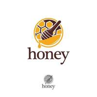 Organic honey linear logo, label, tags design elements. Concept for honey package, banner, wrapping. Abstract food background. vector