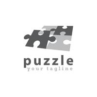 Puzzle Square vector logo design. Funny Rebus entertainment