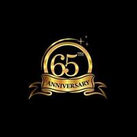 65 year anniversary celebration. Anniversary classic elegance golden color isolated on black background, vector design for celebration, invitation card, and greeting card