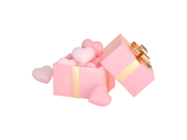 3d-rendering cartoon liebe geschenkbox und valentinstag elemente png