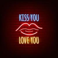 Neon sign. Valentine's Day. A holiday for all lovers. Glowing text. Design element on a dark background for your postcard or banner. vector