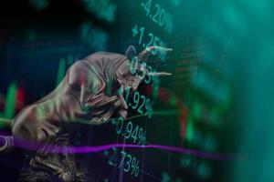 gráfico de toro vs oso del mercado de valores gráfico del mercado de valores comercio inversión financiero bolsa de valores financiero gráfico de valores negocios crisis choque pérdida crecer ganar ganancias ganar arriba tendencia alcista bajista foto