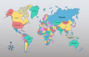 World Map With Country Location vector