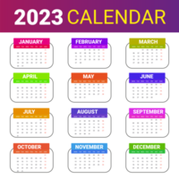 calendário 2023 colorida feliz Novo ano png