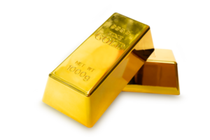 Nahansicht glänzend ein Gold Goldbarren Bar png