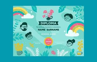Colorful Diploma Certificate with Nature Element vector