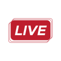 Red live button on white background. png