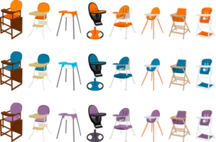 colorful modern child high chair for baby feeding png