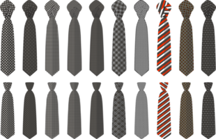 big set ties different types, neckties various size png