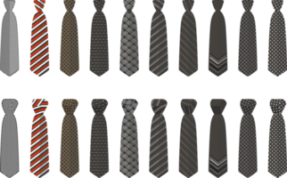 big set ties different types, neckties various size png