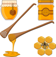 Various sweet tasty natural honey from honeycomb png