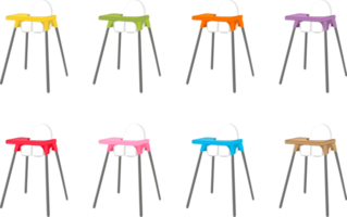 colorful modern child high chair for baby feeding png