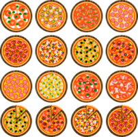 varias pizzas dulces y sabrosas png