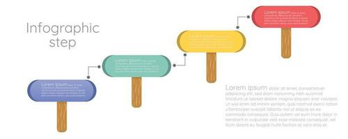 plantilla infográfica para presentación de información empresarial. vector cuadrado y elementos geométricos.signpost diagramas de flujo de trabajo modernos. informe plan 4 temas