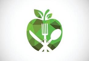 Low poly style apple fresh food logo sign symbol in flat style on white background vector