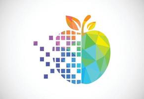 bajo escuela politécnica estilo manzana píxel o datos logo firmar símbolo en plano estilo en blanco antecedentes vector