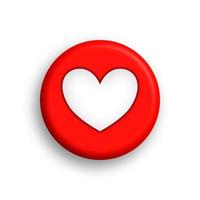 blanco corazón en rojo círculo. foto
