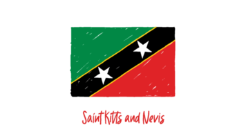 Saint kitts et nevis nationale drapeau crayon Couleur esquisser avec transparent Contexte png